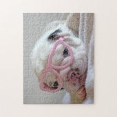Franse Bulldog in Heart Glasses Legpuzzel (Verticaal)
