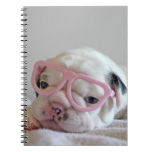 Franse Bulldog in Heart Glasses Notitieboek