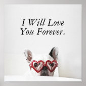 Franse Bulldog in Heart Glasses Poster (Voorkant)