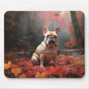 Franse Bulldog in herfstbladeren val inspireert Muismat