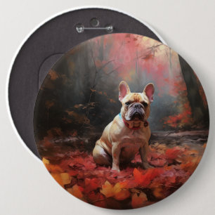 Franse Bulldog in herfstbladeren val inspireert Ronde Button 6,0 Cm