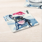 Franse Bulldog in kerstkerstkerstkerstkerstkerstho Kartonnen Onderzetters (Schuin)