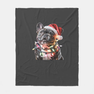 Franse Bulldog in Kerstmannetje Gewikkeld in Kerst Fleece Deken