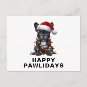Franse Bulldog in Kerstverlichting Funny Feestdagenkaart