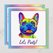 Franse Bulldog in kleuren Verjaardag Kaart (Voorkant / Achterkant)