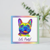 Franse Bulldog in kleuren Verjaardag Kaart (Staand voorkant)