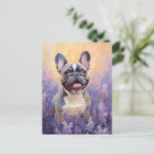 Franse Bulldog in Lavender veld Briefkaart (Staand voorkant)