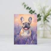Franse Bulldog in Lavender veld Briefkaart (Staand voorkant)