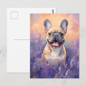 Franse Bulldog in Lavender veld Briefkaart (Voorkant / Achterkant)