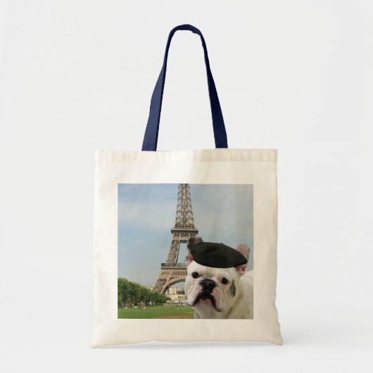 Franse Bulldog in Paris canvas tas (Voorkant)
