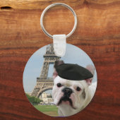 Franse Bulldog in Paris sleutelhanger (Front)