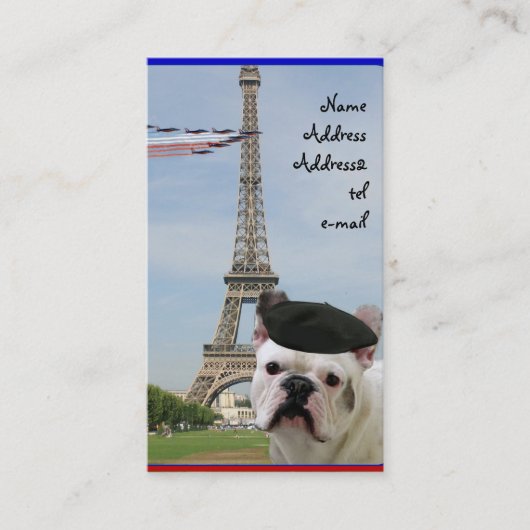 Franse Bulldog in Paris visitekaartje (Voorkant)