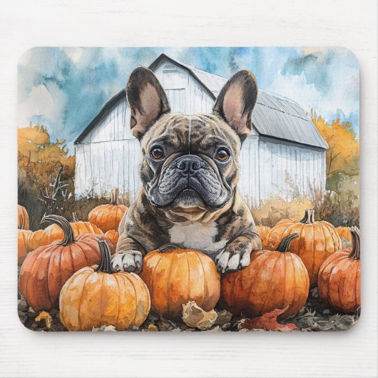 Franse Bulldog in Pumpkin Patch Muismat (Voorkant)