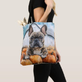 Franse Bulldog in Pumpkin Patch Tote Bag (Dichtbij)