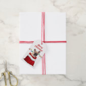 Franse Bulldog in Santa Bag Gift Labels Cadeaulabel (Met Touw)