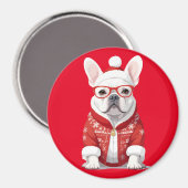 Franse Bulldog in Santa Costume Schattige Grappige Magneet (Voorkant / Achterkant)