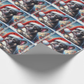 Franse Bulldog in Santa Hat Cadeaupapier (Hoek)