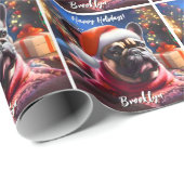 Franse Bulldog in Santa Hat Cadeaupapier (Rol Hoek)