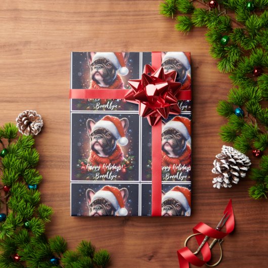 Franse Bulldog in Santa Hat Cadeaupapier (Feestdagen Geschenken)
