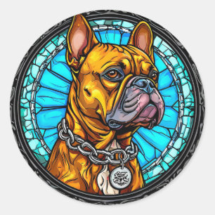 Franse Bulldog in Sierlijk Ontwerp Ronde Sticker
