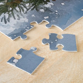 Franse Bulldog in slee Let it Snow Kerstmis Legpuzzel (Zijkant)