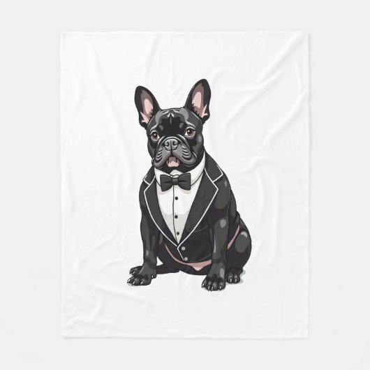 Franse Bulldog in smoking Fleece Deken (Voorkant)