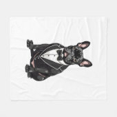 Franse Bulldog in smoking Fleece Deken (Voorkant (Horizontaal))