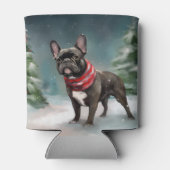 Franse Bulldog in Sneeuw Kerstmis Blikjeskoeler (Achterkant)