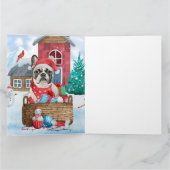 Franse Bulldog In sneeuw Kerstmis Hondenhok  Kaart (Binnen)