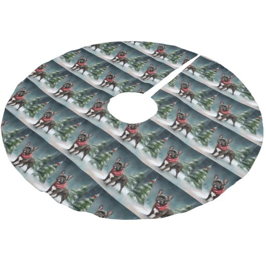 Franse Bulldog in Sneeuw Kerstmis Kerstboom Rok (Gekanteld)