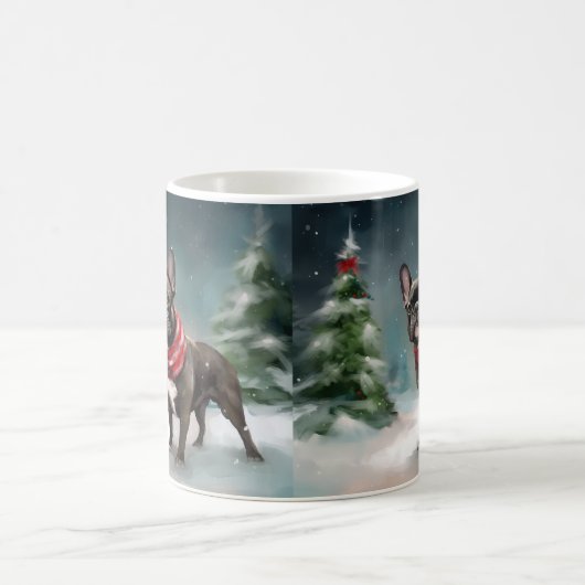 Franse Bulldog in Sneeuw Kerstmis Koffiemok (Center)