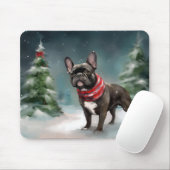 Franse Bulldog in Sneeuw Kerstmis Muismat (Met muis)