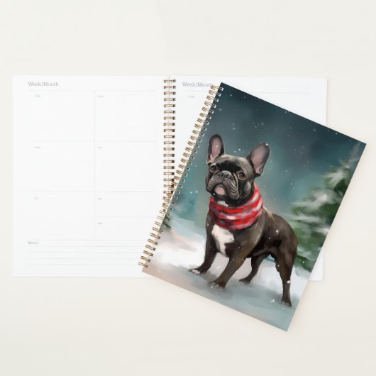 Franse Bulldog in Sneeuw Kerstmis Planner (Display)