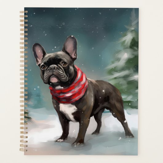 Franse Bulldog in Sneeuw Kerstmis Planner (Voorkant)