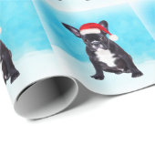 Franse Bulldog in Sneeuw Kerstmis Santa Hat Cadeaupapier (Rol Hoek)