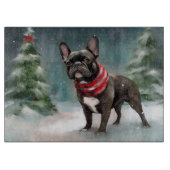Franse Bulldog in Sneeuw Kerstmis Snijplank (Voorkant)
