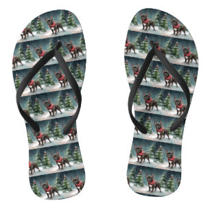 Franse Bulldog in Sneeuw Kerstmis Teenslippers