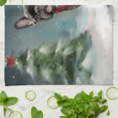 Franse Bulldog in Sneeuw Kerstmis Theedoek (Gevouwen)