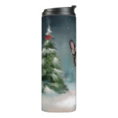 Franse Bulldog in Sneeuw Kerstmis Thermosbeker (Gedraaid links)