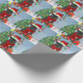 Franse Bulldog in sneeuw met kerstcadeaus Cadeaupapier (Hoek)