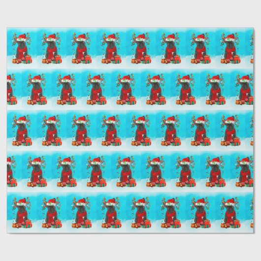 Franse Bulldog in sneeuw met kerstcadeaus Cadeaupapier (Vlak)