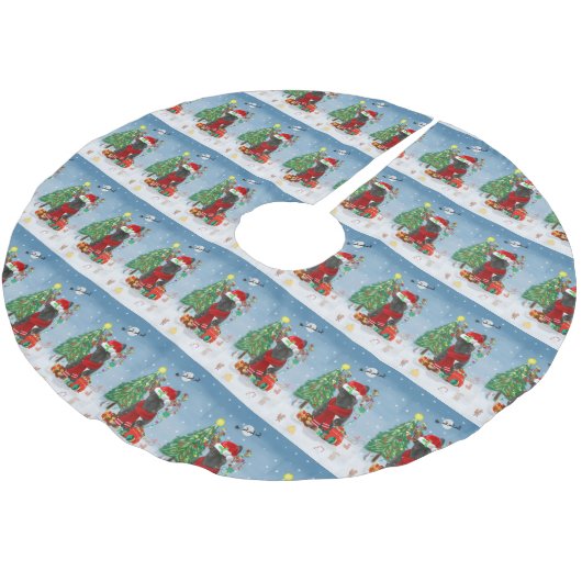 Franse Bulldog in sneeuw met kerstcadeaus Kerstboom Rok (Gekanteld)