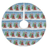 Franse Bulldog in sneeuw met kerstcadeaus Kerstboom Rok (Voorkant)