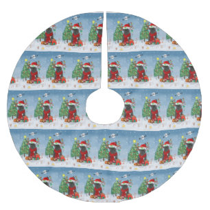 Franse Bulldog in sneeuw met kerstcadeaus Kerstboom Rok