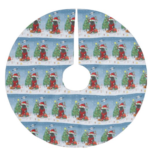 Franse Bulldog in sneeuw met kerstcadeaus Kerstboom Rok (Voorkant)