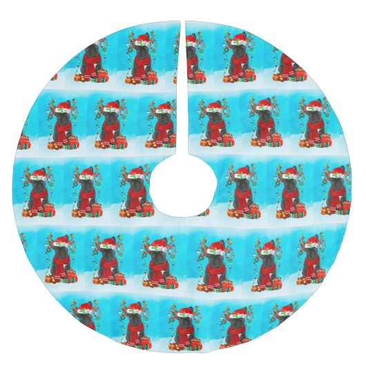 Franse Bulldog in sneeuw met kerstcadeaus Kerstboom Rok (Voorkant)