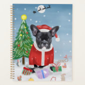 Franse Bulldog in sneeuw met kerstcadeaus Planner (Voorkant)