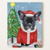 Franse Bulldog in sneeuw met kerstcadeaus Planner (Achterkant)