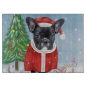 Franse Bulldog in sneeuw met kerstcadeaus Snijplank (Voorkant)