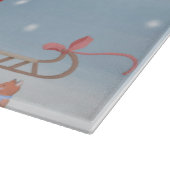 Franse Bulldog in sneeuw met kerstcadeaus Snijplank (Hoek)